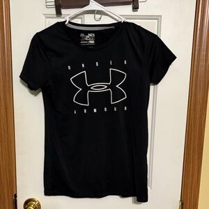 Under Armour Black Short Sleeve Tee with White Logo